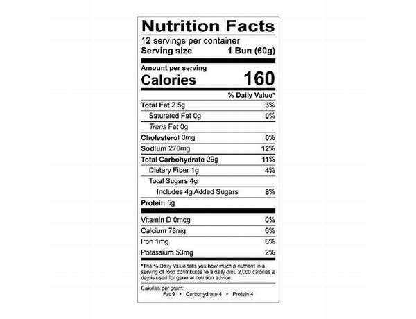 Sesame topped hamburger buns nutrition facts