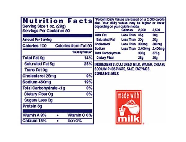 Sharp american cheese nutrition facts