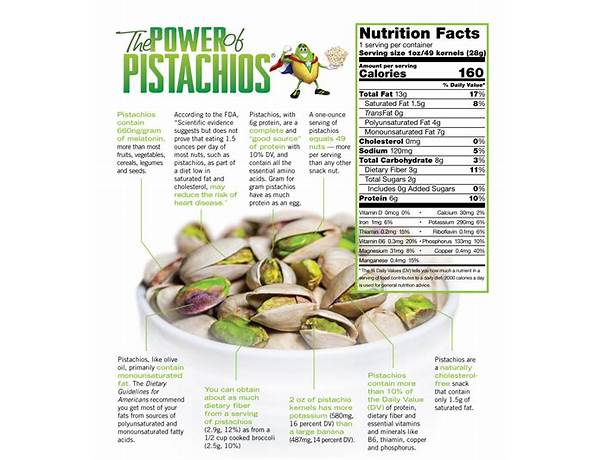 Shelled pistachios food facts