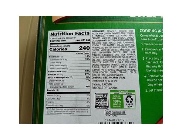 Shepherd's pie nutrition facts