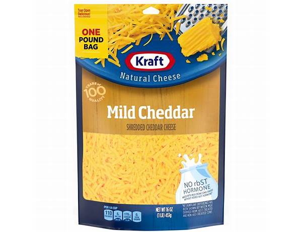 Shredded cheese, mild cheddar ingredients