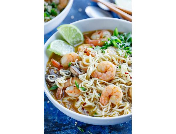 Shrimp ramen noodle soup ingredients