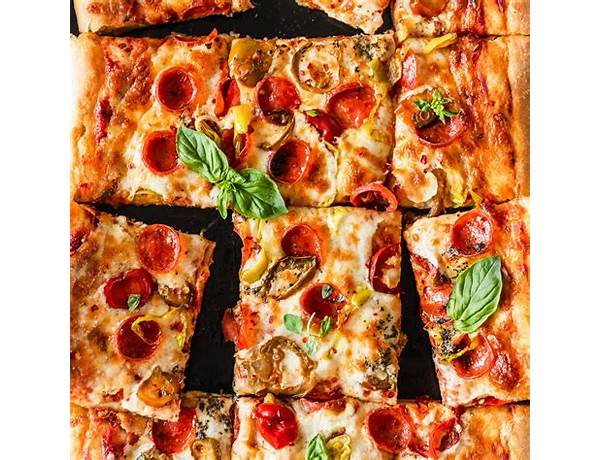 Sicilian pan style pepperoni pizza food facts