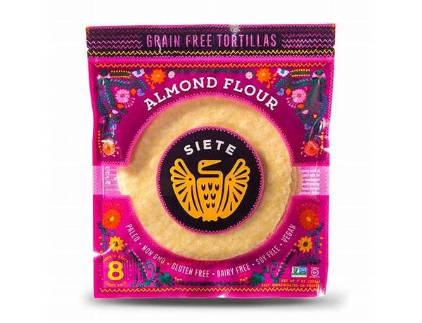 Siete tortillas, grain free, almond flour food facts