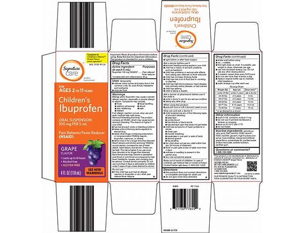 Signature care ibuprofen nutrition facts