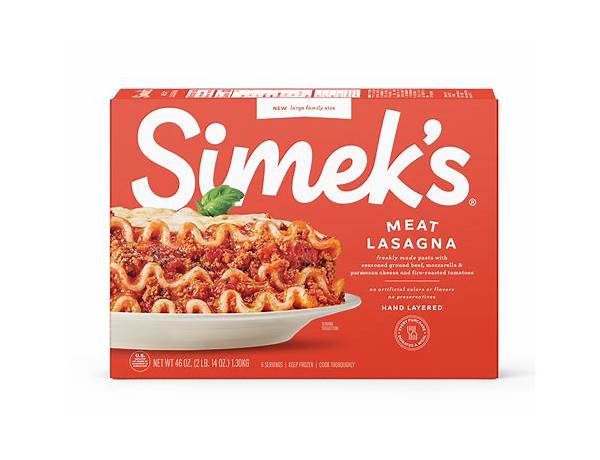 Simek’s mest lasagna large family size food facts