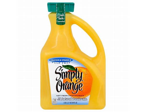 Simply orange juice (calcium, vitamin d, pulp free) ingredients