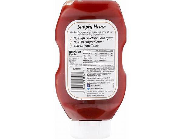 Simply tomato ketchup bottle food facts