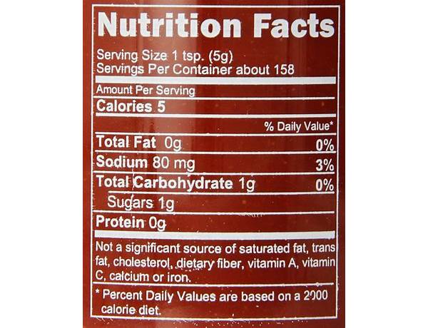 Siracha sauce nutrition facts