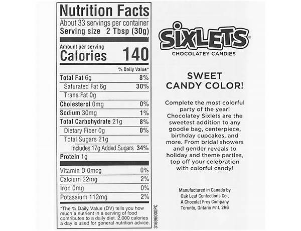 Sixlets ingredients