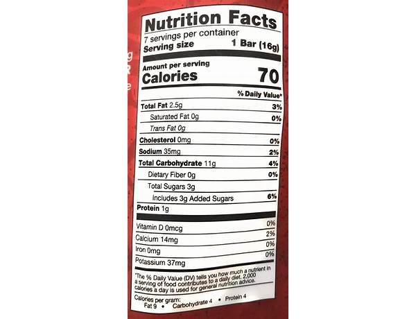 Skinny rice bar nutrition facts