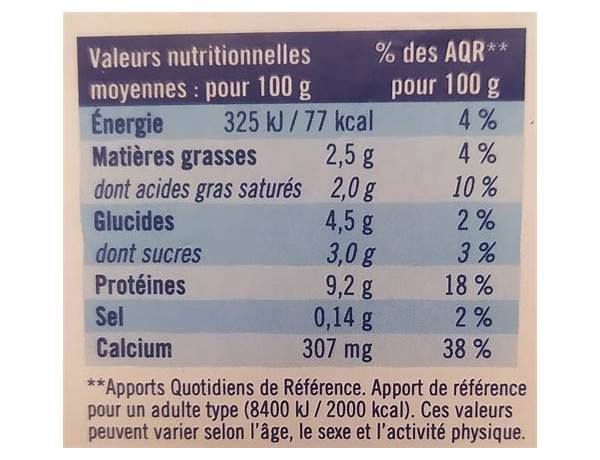 Skyr au lait de brebis nutrition facts