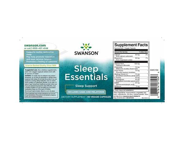 Sleep essentials ingredients