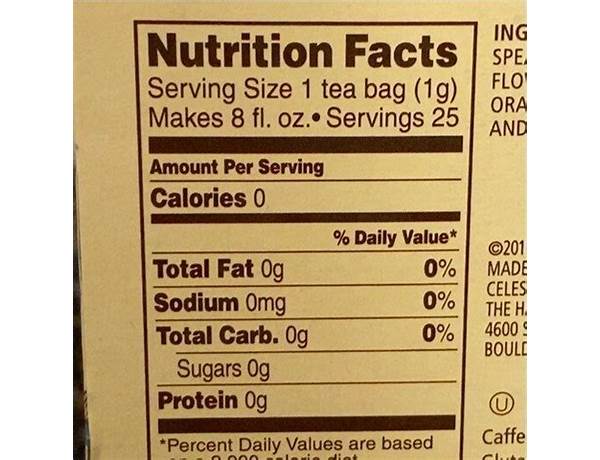 Sleepytime tea nutrition facts