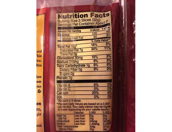 Sliced colby jack cheese nutrition facts