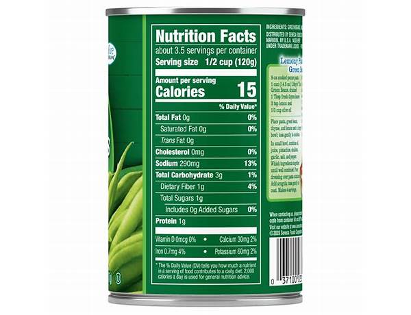 Sliced green beans food facts