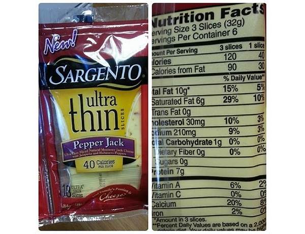 Sliced pepper jack cheese nutrition facts