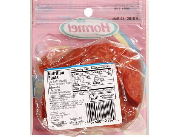 Sliced pepperoni nutrition facts