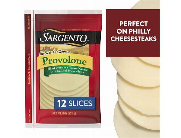 Sliced provolone natural cheese with natural smoke flavor, provolone food facts