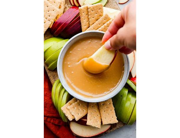 Sliced red apples with caramel dip ingredients