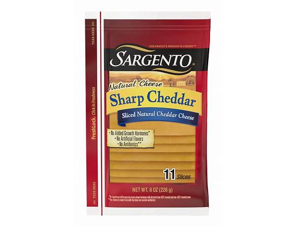 Sliced sharp cheddar cheese food facts