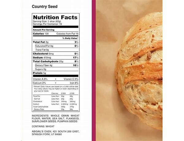 Sliced sourdough bread food facts