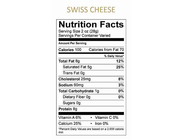 Sliced swiss cheese food facts