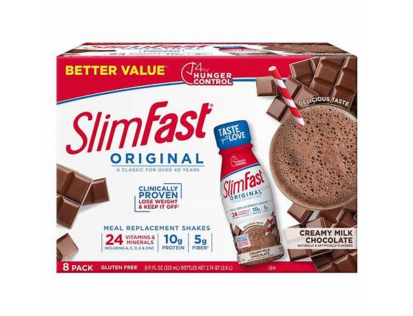 Slimfast, 10 day slim down meal replacement shake, creamy milk chocolate ingredients