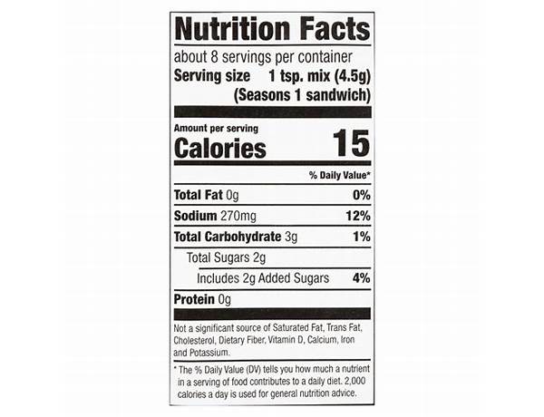 Sloppy joes season mix nutrition facts