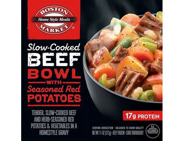 Slow-cooked beef bowl with seasoned red potatoes food facts