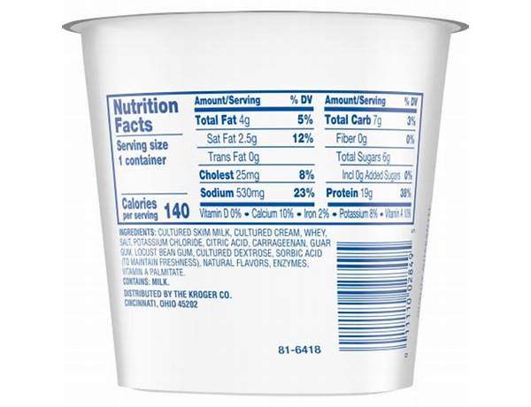 Small curd low fat cottage cheese nutrition facts