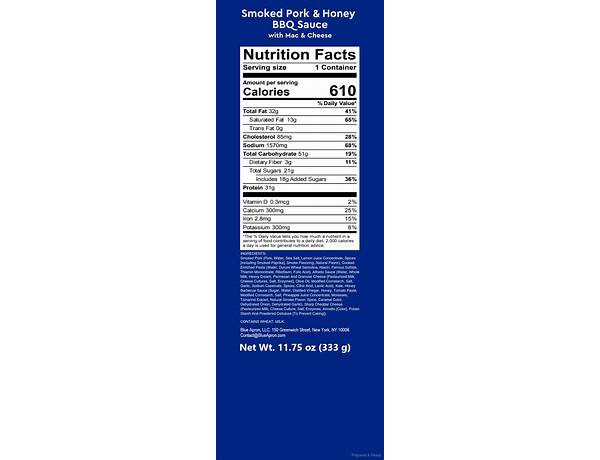 Smoky honey bbq nutrition facts