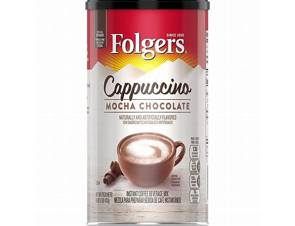 Smooth and creamy chocolate instant cappuccino coffee beverage mix, chocolate food facts