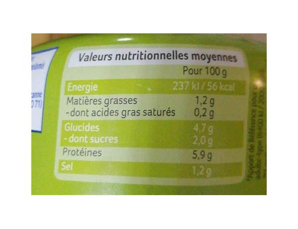 Snack au thon nutrition facts