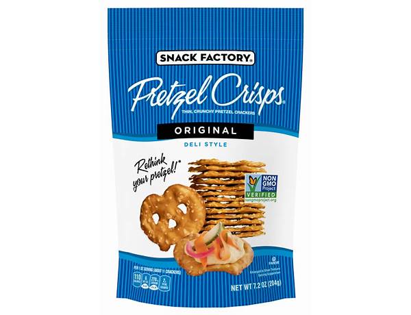 Snack factory pretzel crisps crackers original food facts
