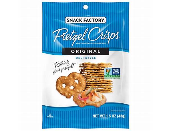 Snack factory pretzel crisps crackers original food facts