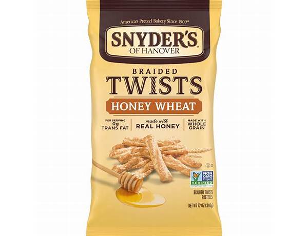 Snyder's of hanover, braided twists pretzels, honey wheat, honey wheat food facts