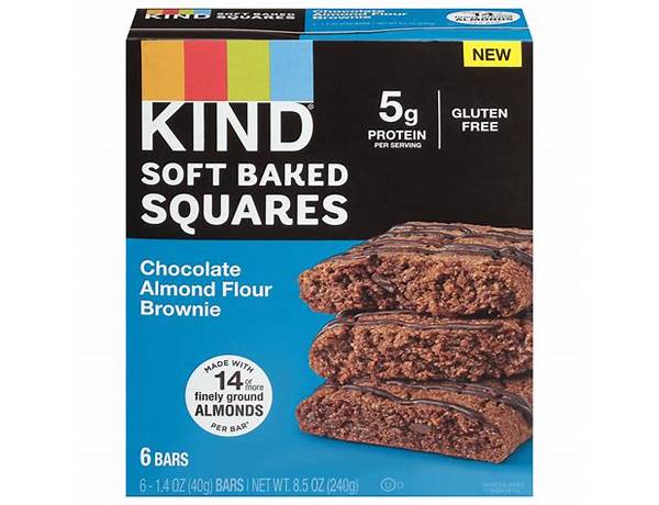 Soft baked, almond flour bars, chocolate brownie food facts