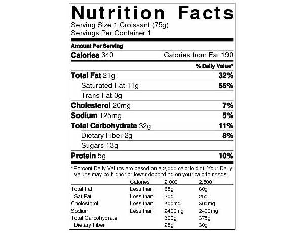 Soft croissant with vanilla filling nutrition facts