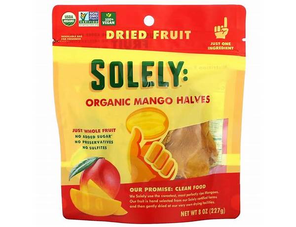 Solely: organic mango & orange whole fruit gummies food facts
