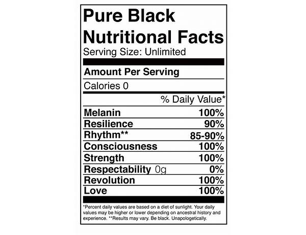 Solid black nutrition facts