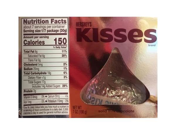 Solid milk chocolate kiss food facts