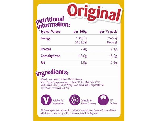 Soreen nutrition facts