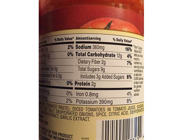 Sorianos marinara food facts