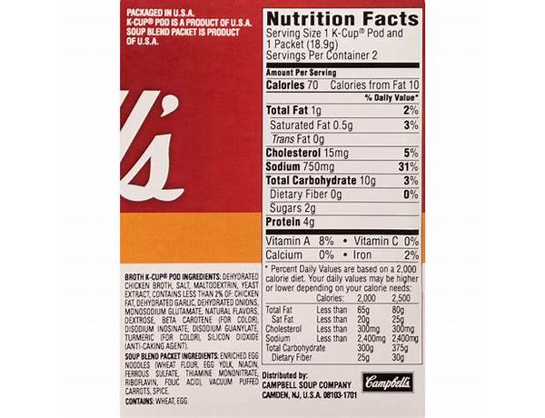 Soup noddles nutrition facts