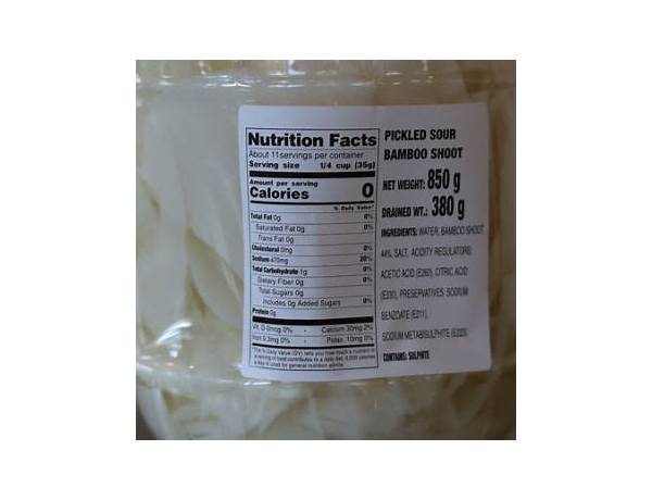 Sour bamboo shoot sliced nutrition facts