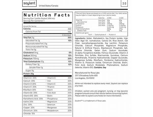Soylent squared nutrition facts