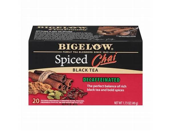 Spiced chai decaffeinated black tea nutrition facts