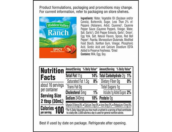 Spicy ranch ingredients