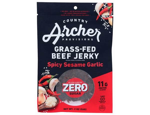 Spicy sesame garlic grass-fed beef jerky food facts